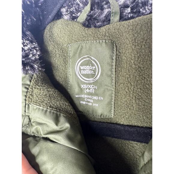 Wonder Nation Green Puffer Coat Kids Boys XS Lined Snow Gear - Picture 3 of 6